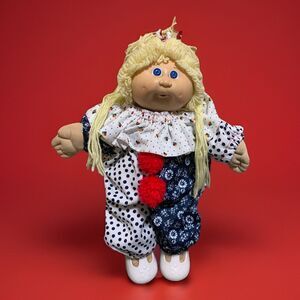 Vintage 1980s Cabbage Patch Kids Doll Blonde Girl with Clown Outfit Plus
